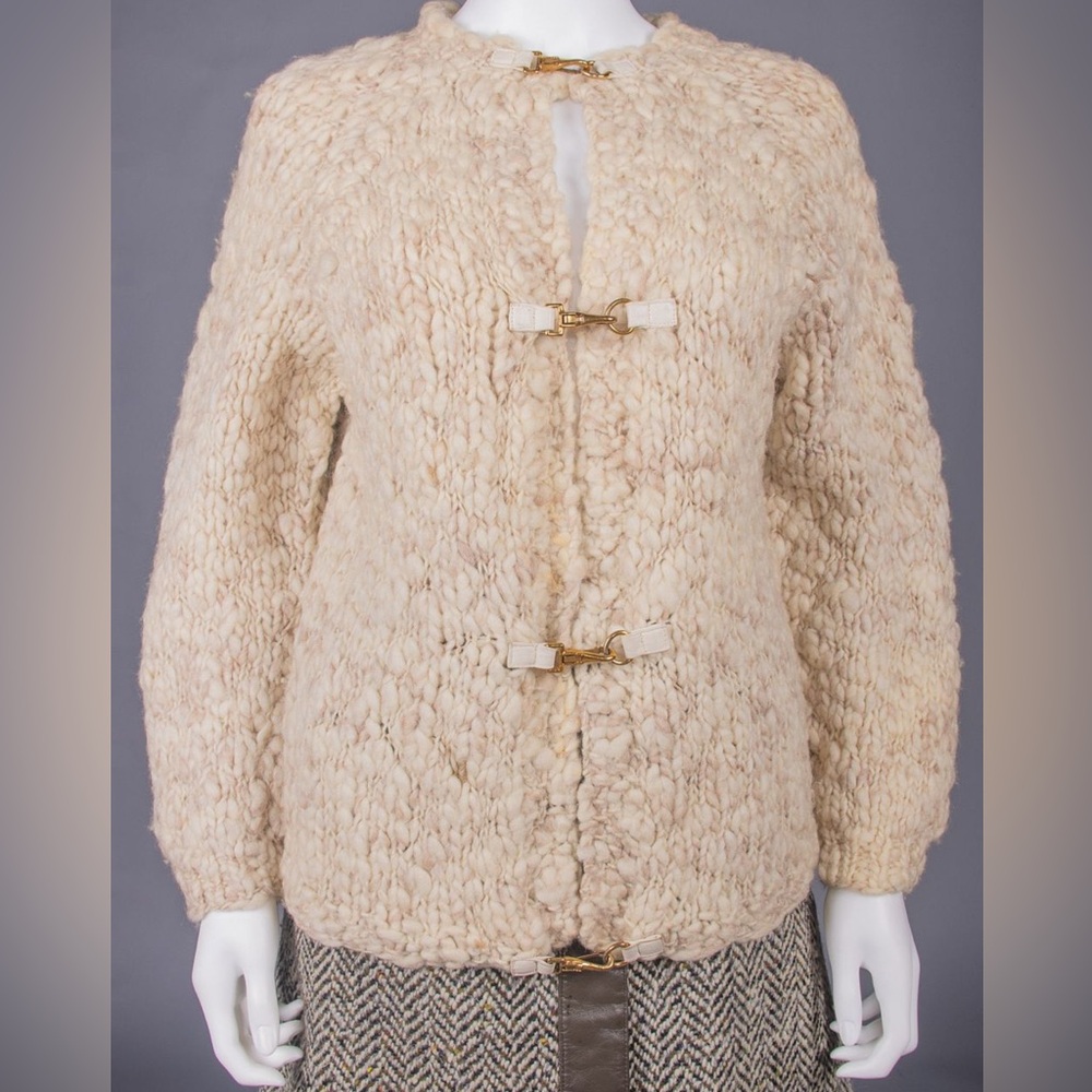 RARE Bonnie Cashin wool sweater with signature hardware EUC and so cozy!